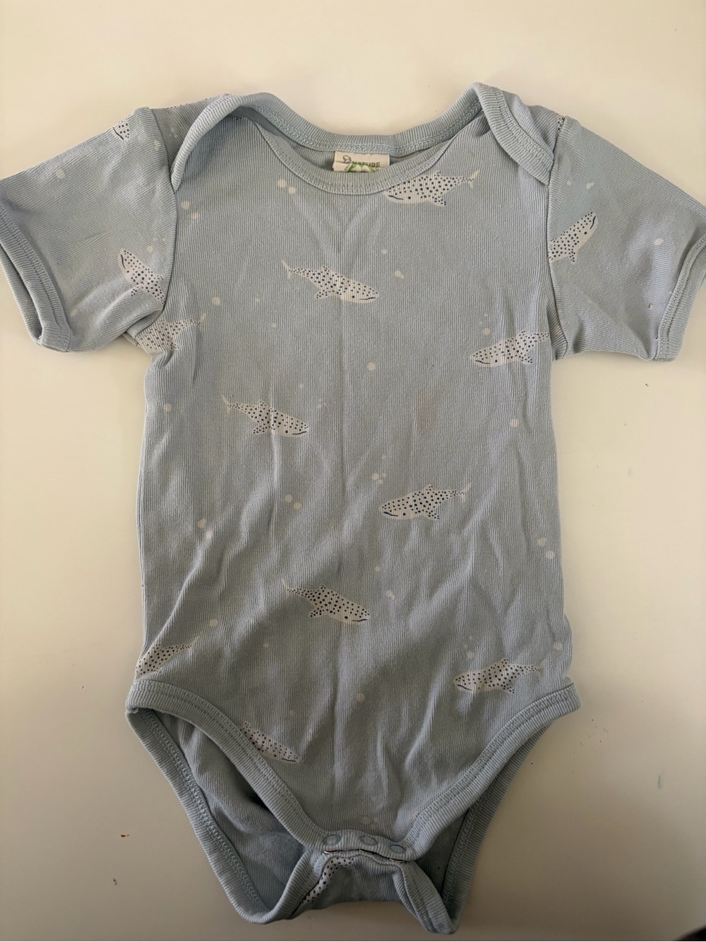 Organic cotton nature baby Light Blue Whale Print Baby One-Piece